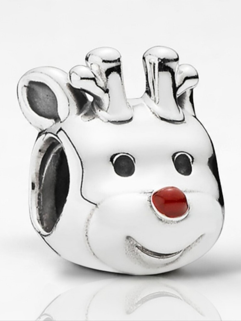 PANDORA Sterling Silver Red-Nosed Reindeer Christmas Charm With Red Enamel
